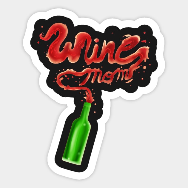 Vino Mom Sticker by SoCalmama Creations